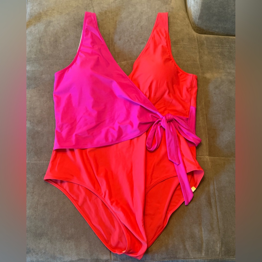 Summersalt Red and Pink Wrap Swimsuit
